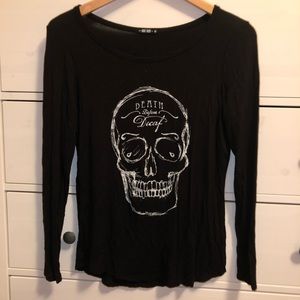 Knit Riot "Death Before Decaf" Graphic Long Sleeve